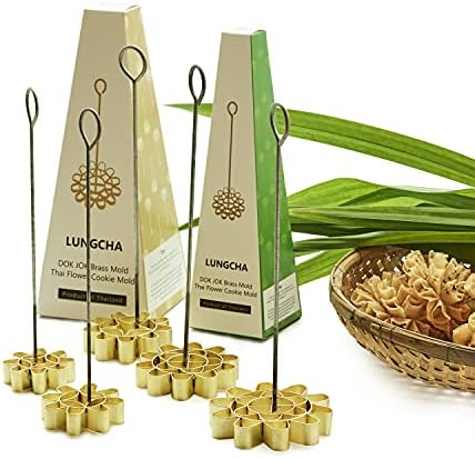 Lungcha DOK JOK Brass Cookie Cutter Set for Thai Flower Biscuits