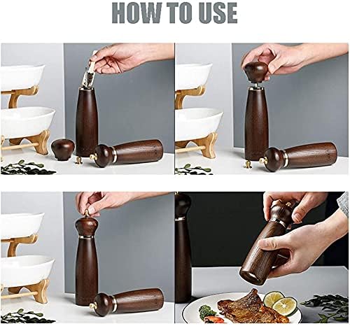 Adjustable Wooden Pepper Mill Set with Stainless Steel Core
