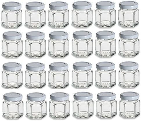 Nakpunar 24PCS 15oz Glass Jars with White Lids - 45ml Capacity