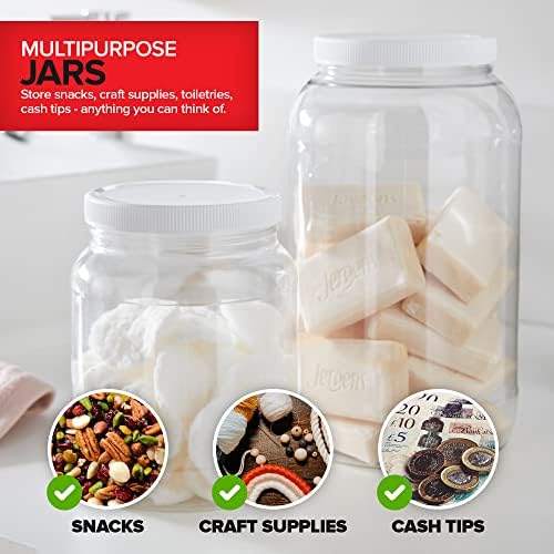 Stock Your Home Half Gallon Clear Plastic Jars with Lids 1 Pack