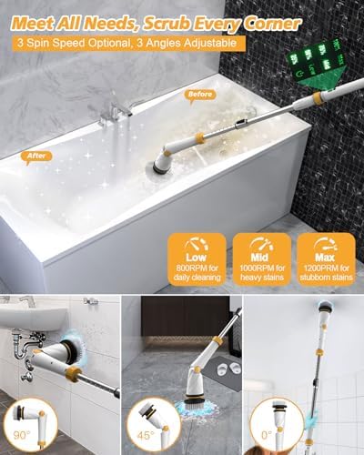 Zordin 4000mAh Cordless Electric Spin Scrubber