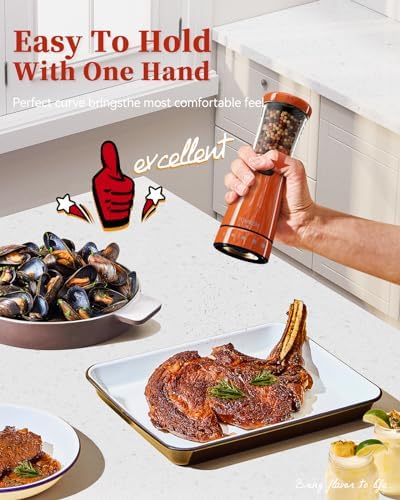 TOMEEM Electric Salt Pepper Grinder Set with Storage Base