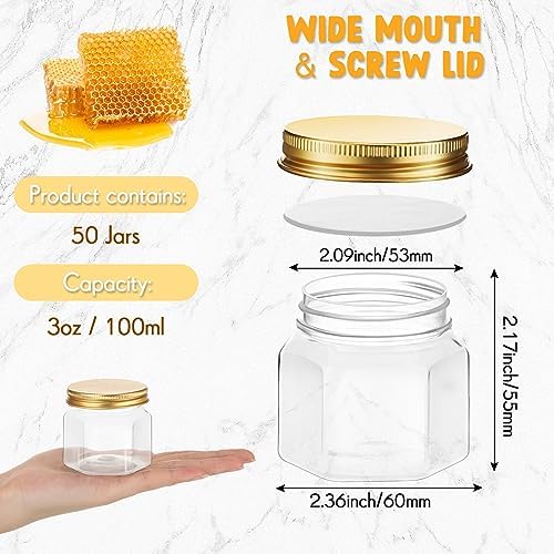 Dandat 50 Pcs 3 Oz Hexagon Jars with Lids