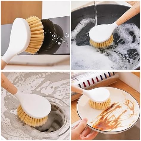 Kitchen Cleaning Brush with Natural Wooden Handle