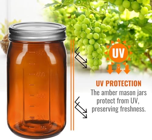 Amber Glass Mason Jars Preserve Canning with UV Protection