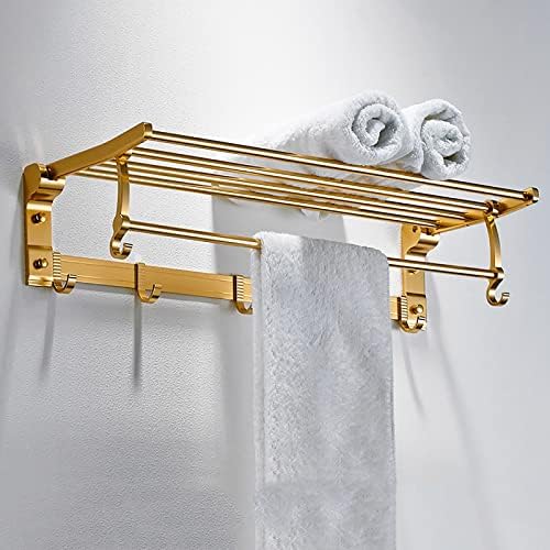 LUCEAE Foldable Towel Rack with Movable Hook 50cm Aluminum Gold
