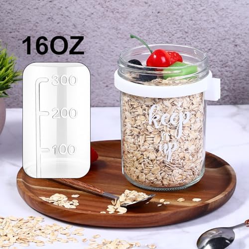 8-Piece Glass Mason Jars with Lids Durable Stylish Overnight Oats Containers