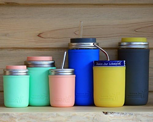 Mason Jar Pint Half 24oz Silicone Sleeves for Pint Jars