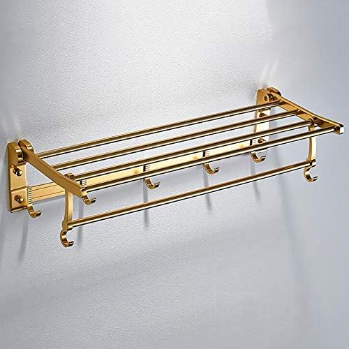 LUCEAE Foldable Towel Rack with Movable Hook 50cm Aluminum Gold