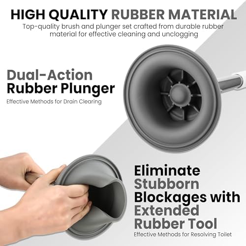 Top Choice Toilet Brush Plunger Set Easy to Refill Durable Silicone
