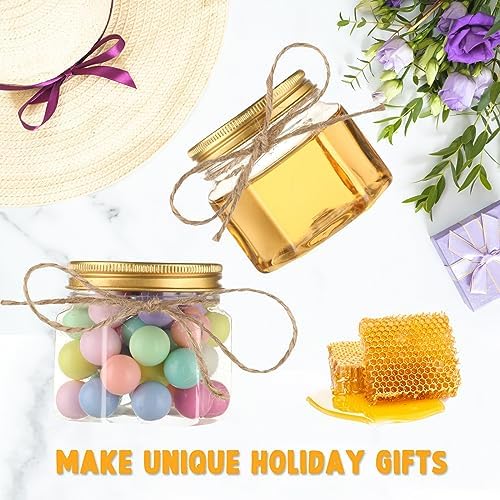 Dandat 50 Pcs 3 Oz Hexagon Jars with Lids