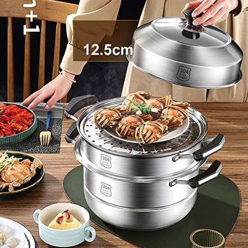 GLJAN 3-Tier Silver Steamer Cooker