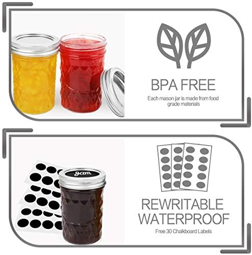 VERONES 8 OZ Mason Jars with Lids 16 Pack