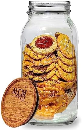 Ball 64 Ounce Wide Mouth Mason Jar with MEM Wooden Lid
