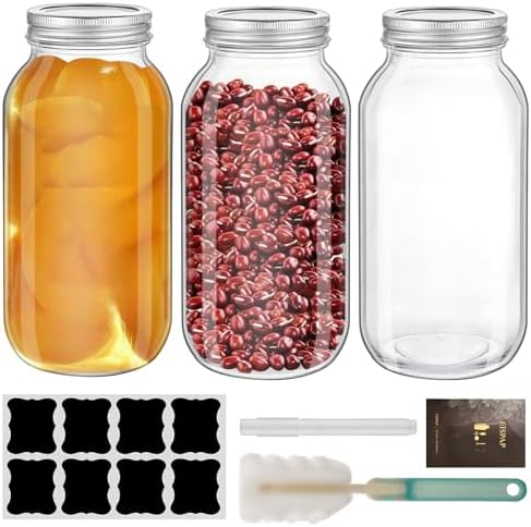 REUJIHXY64 oz Wide Mouth Airtight Mason Jars for Preserving and Canning