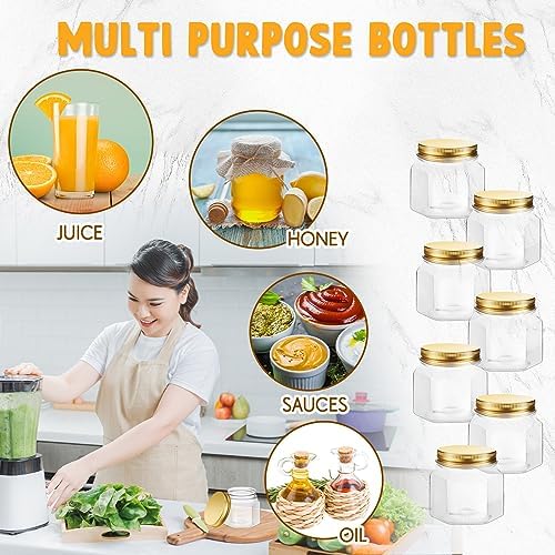 Dandat 50 Pcs 3 Oz Hexagon Jars with Lids
