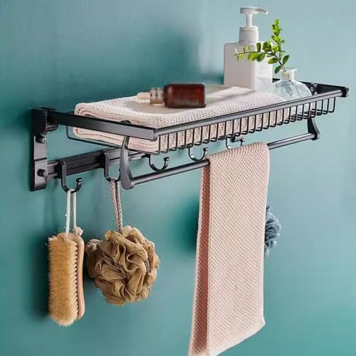 Space-Saving aluminium towel rack elegant black design for bathroom organization