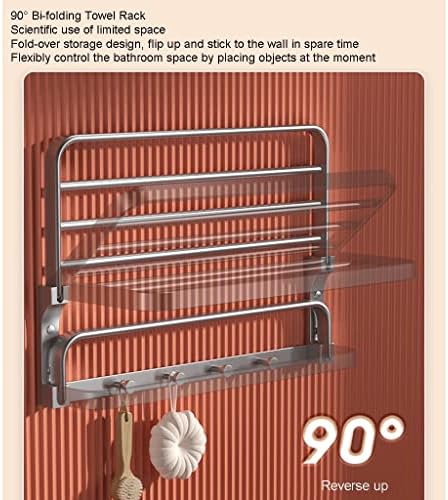 Gray Towel Rack Space Aluminum Wall-Mounted Bathroom Organizer