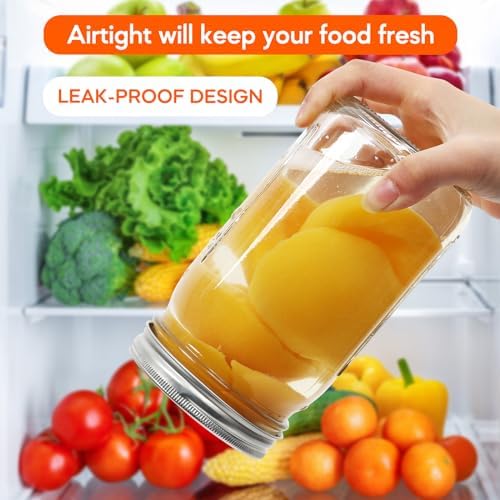 TOEKSIX Wide Mouth Mason Jars 32 oz Durable Multipurpose Glass Jars