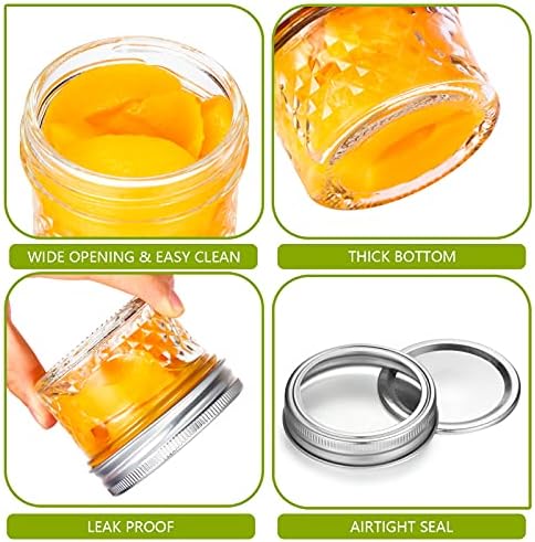 Premium 4oz Glass Jam Jars with lids for Canning Pickling Preserving DIY