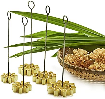 Lungcha DOK JOK Brass Cookie Cutter Set for Thai Flower Biscuits