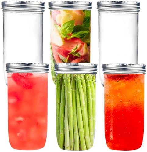 Bluwtpoclan 24 oz mason jars 6 pack