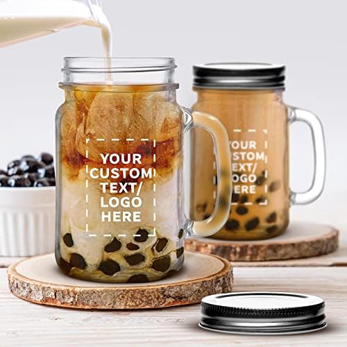 10 Mason Jars Set - 16 oz Personalized Traditional Style