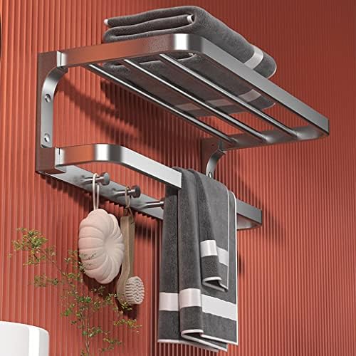 Gray Towel Rack Space Aluminum Wall-Mounted Bathroom Organizer
