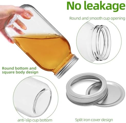 REUJIHXY64 oz Wide Mouth Airtight Mason Jars for Preserving and Canning