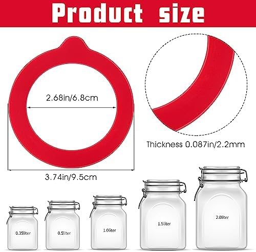 12-Pack silicone Jar Gaskets for Mason Cans Airtight Seals in Red
