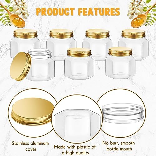 Dandat 50 Pcs 3 Oz Hexagon Jars with Lids