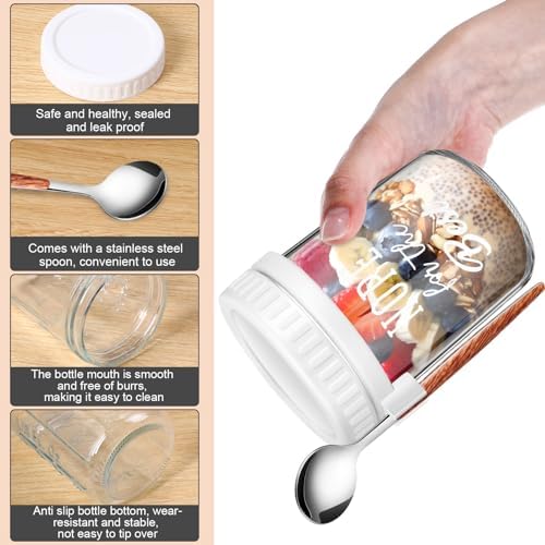 8-Piece Glass Mason Jars with Lids Durable Stylish Overnight Oats Containers