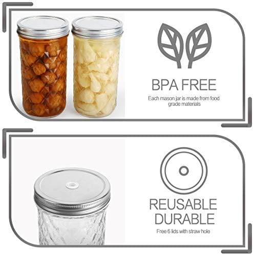 VERONES 22 Oz Wide Mouth Mason Jars with Lids 9 Pack
