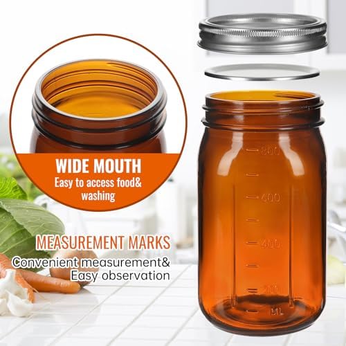 Amber Glass Mason Jars Preserve Canning with UV Protection