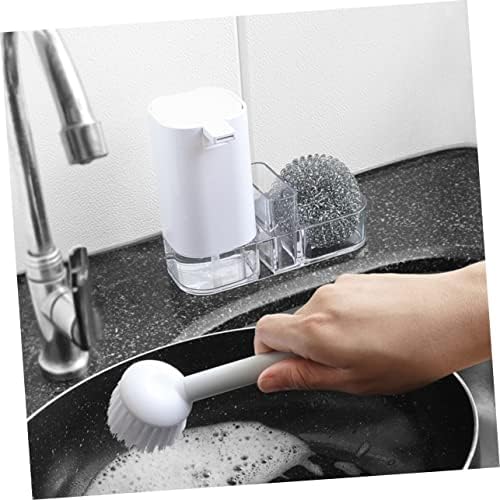 Effortless Kitchenset Handle Brush for Sink and Dishes White
