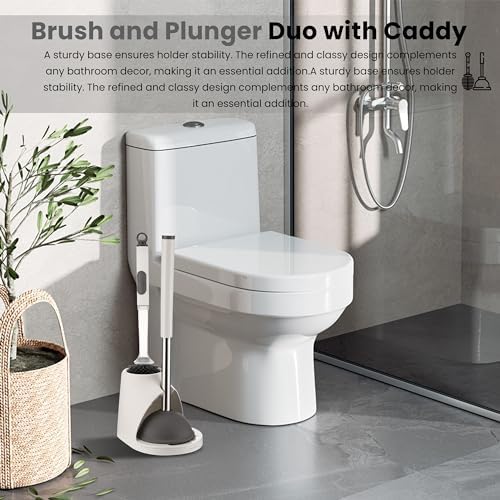 Top Choice Toilet Brush Plunger Set Easy to Refill Durable Silicone