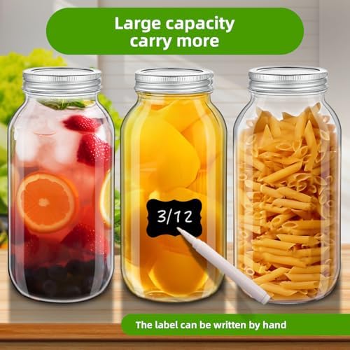 REUJIHXY64 oz Wide Mouth Airtight Mason Jars for Preserving and Canning