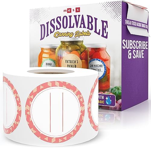 MESS Dissolvable Mason Jar Labels 2 Inch Coral
