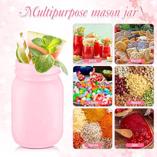 Uiifan 10-Piece Pink Canning Jars for Preserving DIY and Likely Use