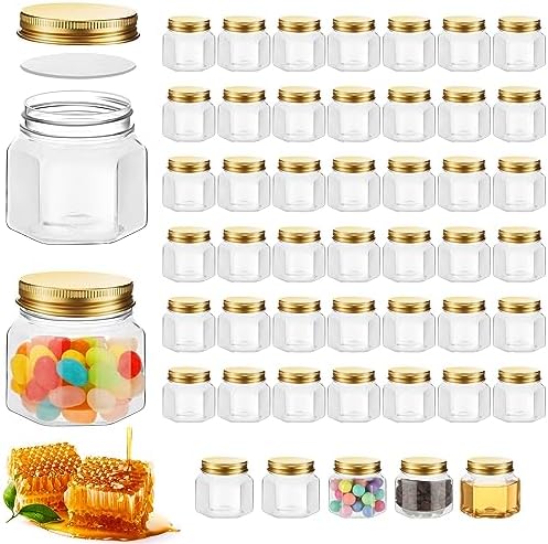 Dandat 50 Pcs 3 Oz Hexagon Jars with Lids