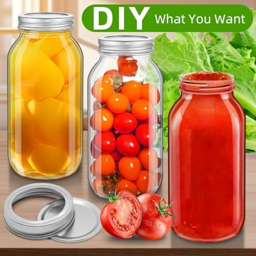 REUJIHXY64 oz Wide Mouth Airtight Mason Jars for Preserving and Canning