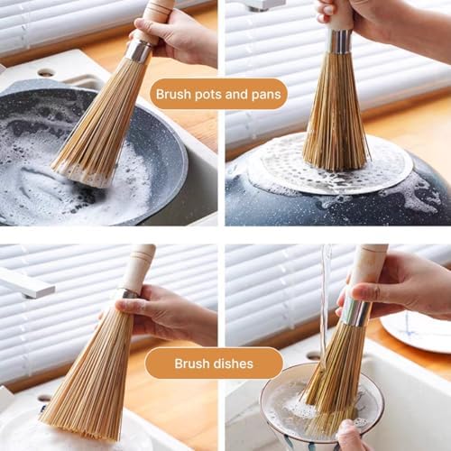 Traditional Natural Bamboo Frying Pan Brush Set 3pcs