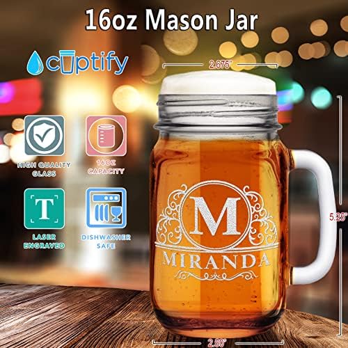 Elegant Mason Set - Personalized 16 oz Custom Glass - Perfect for Gifting