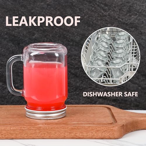 8 oz Mason Jars with Handle and Lid Set of 12