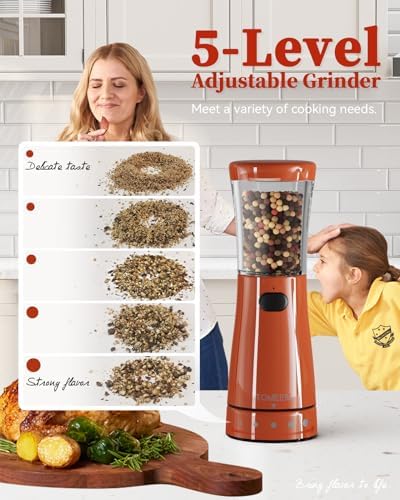 TOMEEM Electric Salt Pepper Grinder Set with Storage Base