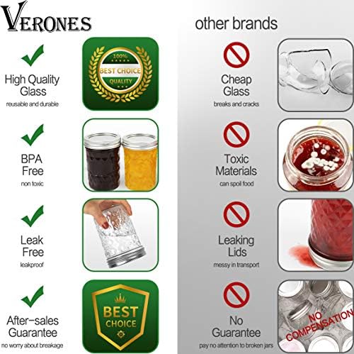 VERONES 22 Oz Wide Mouth Mason Jars with Lids 9 Pack