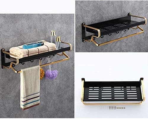 Modern Bathroom Towel Rack with 5 Hooks Durable Space Aluminum Gray