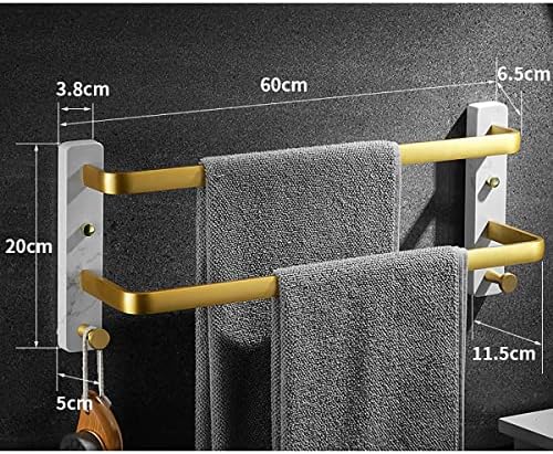 Natural Marble Towel Bar with Brushed Gold Finish Rust-Resistant Easy to Install