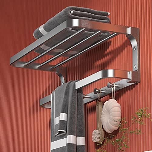 Gray Towel Rack Space Aluminum Wall-Mounted Bathroom Organizer