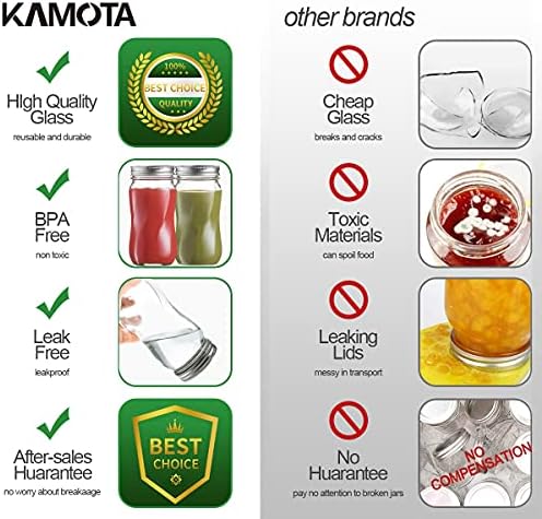 KAMOTA Mason Jars 16 OZ with 20 Whiteboard Stickers